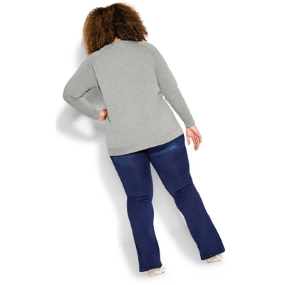 Women's Plus Size Sequin Sweat Top - Gray Marle | AVENUE - Image 3