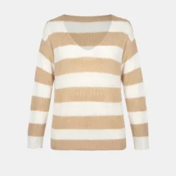 Women's Striped V-Neck Sweater - Cupshe