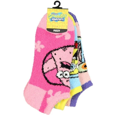 Nickelodeon SpongeBob SquarePants Women's Plush Fuzzy 3 Pack Ankle Socks Multicoloured - Image 2