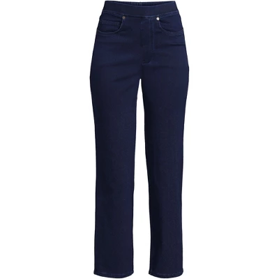 Lands' End Women's Starfish High Rise Pull On Knit Denim Straight Crop Jeans - Image 3
