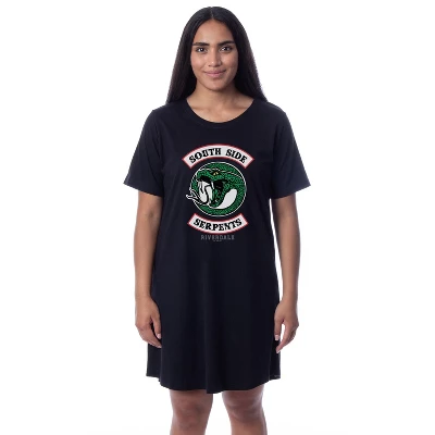 Riverdale Womens' Southside Serpents Sleep Pajama Shirt Nightgown Black - Image 3