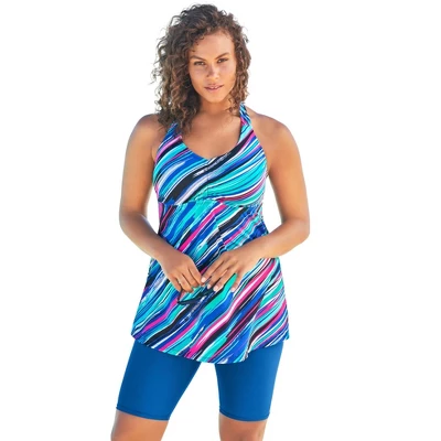 Swim 365 Women’s Plus Size Longer Length Braided Tankini Top - Image 11