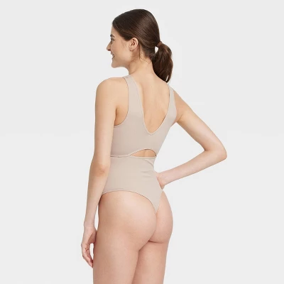 Women's Cut Out Bodysuit - Colsie⢠Beige - Image 2