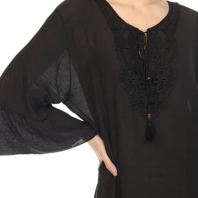 Women's Sheer Crochet Knee Length Cover Up Dress - White Mark - Image 3