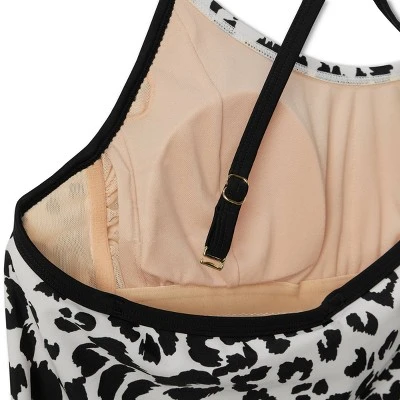 Women's Post Mastectomy Scoop Neck Tankini Top - Kona Solâ„¢ Leopard Print - Image 2
