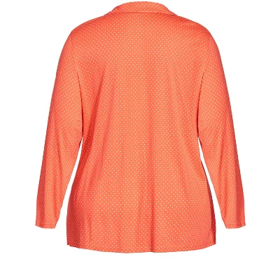 Women's Plus Size Button Print Sleep Top - Peach Spot | AVENUE - Image 5