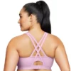 Glamorise Womens Zip Up Front-Closure Sports Wirefree Bra 9266 Lavender