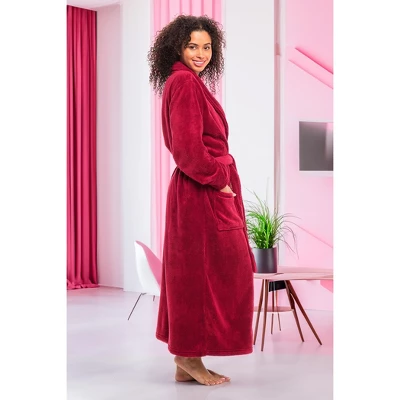 Women's Warm Fleece Winter Robe, Long Soft Plush Bathrobe - Image 2
