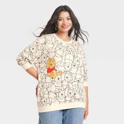 Women's Winnie The Pooh AOP Cozy Graphic Sweatshirt - Tan - Image 4