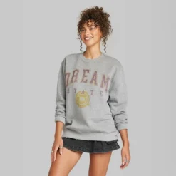 Women's Oversized Dream State Graphic Sweatshirt - Wild Fable⢠Heather Gray