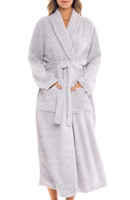 Women's Warm Fleece Winter Robe, Long Soft Plush Bathrobe - Image 8