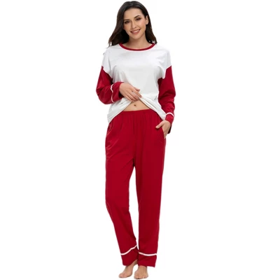 Cheibear Womens Sleepwear Round Neck Nightwear With Pants Pajama Lounge Set - Image 7