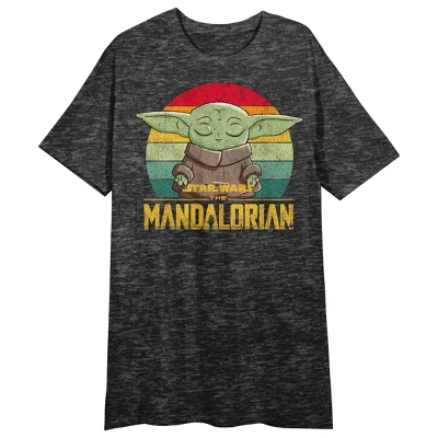 The Mandalorian Grogu With Book Crew Neck Short Sleeve Charcoal Heather Women's Night Shirt - Image 2