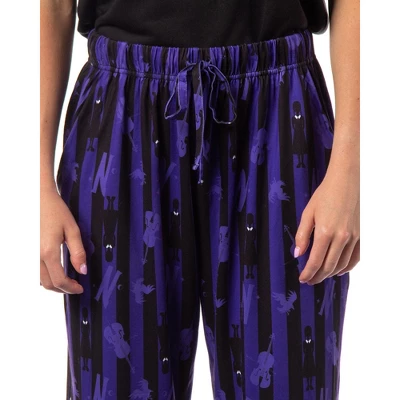 Wednesday Addams Women's Nevermore Academy Allover Print Sleep Pajama Pants Purple - Image 2