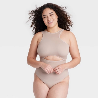 Women's Cut Out Bodysuit - Colsie⢠Beige - Image 3
