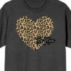 Bioworld Valentine's Day Cheetah Heart Be Mine Crew Neck Short Sleeve Charcoal Heather Women's T-shirt