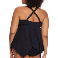 Birdsong Women's Plus Size Eco Onyx Sharkbite Underwire Tankini Top - S30157P-EOND