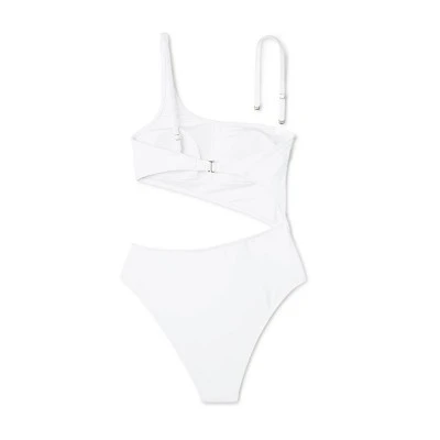Women's One Shoulder Cut Out Extra Cheeky One Piece Swimsuit - Shade & Shore™ White - Image 5