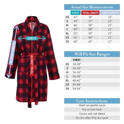 Women's Soft Cotton Flannel Robe, Plaid Bathrobe - Image 3