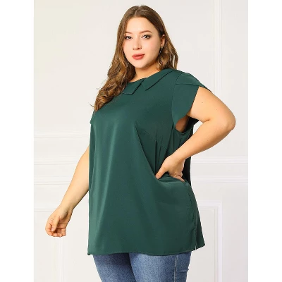 Agnes Orinda Women's Plus Size Elegant Workwear Flutter Sleeve Chiffon Blouse - Image 3