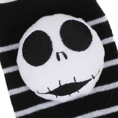 Nightmare Before Christmas Jack Skellington Adult Black & White Striped Casual Crew Socks - Image 4