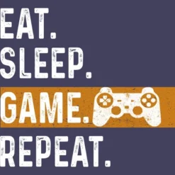 Women's Design By Humans Eat Sleep Game Repeat By MeowShop Racerback Tank Top