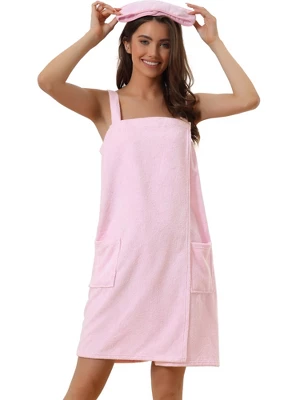 Cheibear Womens Towel Wrap Bathrobe Spa Towels Robe With Adjustable Closure For Gym Shower - Image 6
