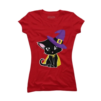 Junior's Design By Humans Halloween Cat By AdrianaOliveira T-Shirt - Image 7