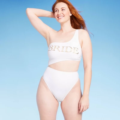 Women's One Shoulder Cut Out Extra Cheeky One Piece Swimsuit - Shade & Shore™ White - Image 6
