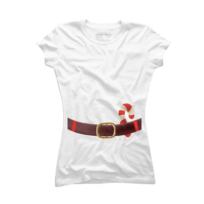 Junior's Design By Humans Christmas Candy Cane Belt By BenX T-Shirt - Image 3
