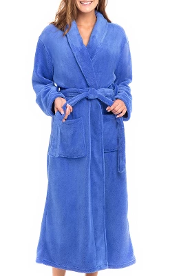 Women's Warm Fleece Winter Robe, Long Soft Plush Bathrobe - Image 12