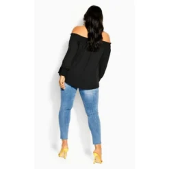 Women's Plus Size Poise Top - Black | CITY CHIC