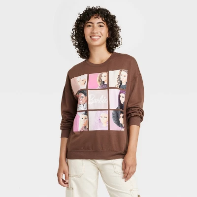 Women's Barbie Squares Cozy Graphic Sweatshirt - Brown - Image 3