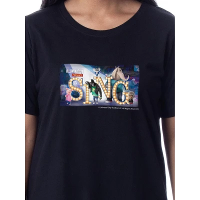 Sing (Franchise) Womens' Movie Film Character Nightgown Sleep Pajama Shirt Black