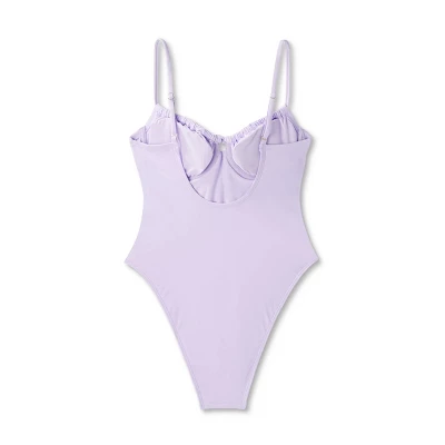 Women's Shirred Detail Underwire High Leg Extra Cheeky One Piece Swimsuit - Wild Fable⢠Lilac Purple - Image 4