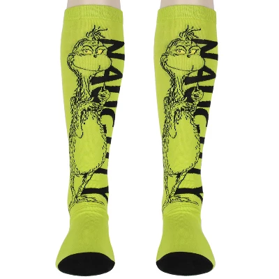 Dr Seuss Women's The Grinch Who Stole Christmas Naughty Knee-High Socks Green - Image 3
