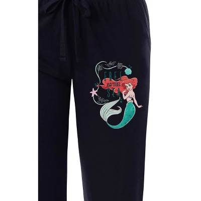 Disney Womens' The Little Mermaid Ariel Princess Movie Sleep Pajama Pants Black