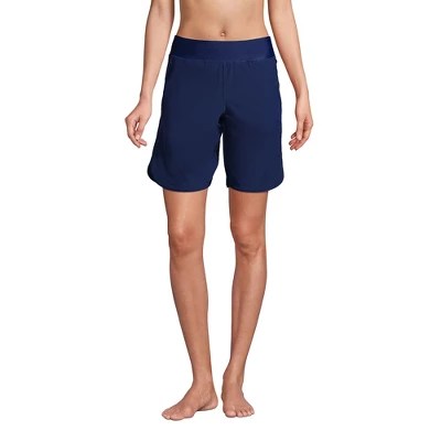 Lands' End Women's 9" Quick Dry Elastic Waist Modest Board Shorts Swim Cover-up Shorts - Image 2