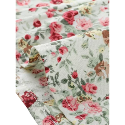 Allegra K Women's Summer Peter Pan Collar Shirts Button Front Vintage Floral Print Blouse - Image 5