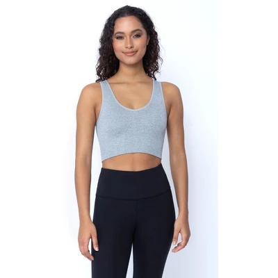 90 Degree By Reflex Womens 2 Pack Ribbed Seamless Bianca Strappy Back V-Neck Cropped Tank - Image 3