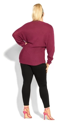 Women's Plus Size Romance Sweater - Sangria | CITY CHIC