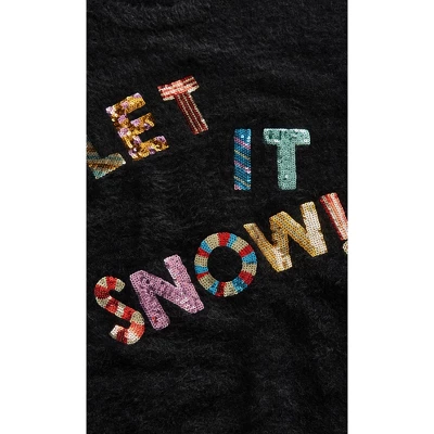 Women's Plus Size Snow Sparkle Sweater - Black | AVENUE - Image 6