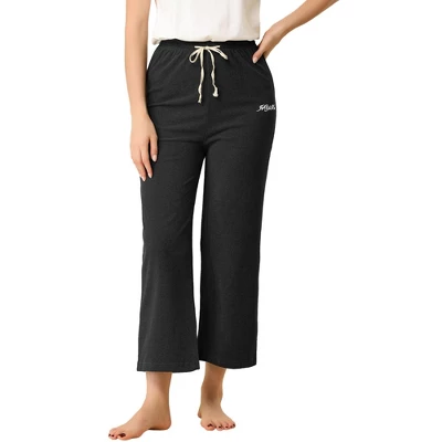 Allegra K Women's Wide Leg Drawstring Comfy Yoga Pants Lounge Pajamas Pants - Image 6