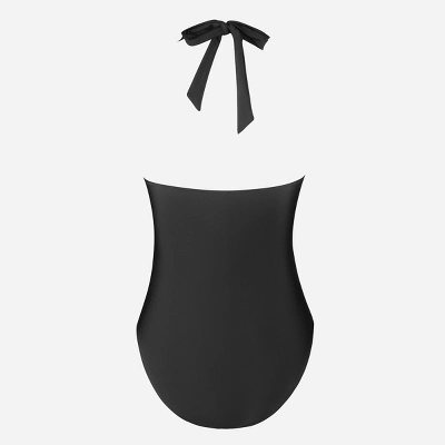 Women's Halter Cross Front One Piece Swimsuit -Cupshe - Image 2