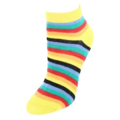 CTM Women's Multi-Color Striped Low Cut Socks (6 Pack)