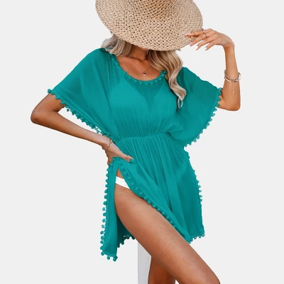 Women's Short Sleeve Swim Cover Up Dress - Cupshe - Image 4