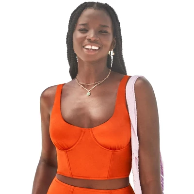 Swimsuits For All Women’s Plus Size Shimmer Underwire Crop Bikini Top - Image 3