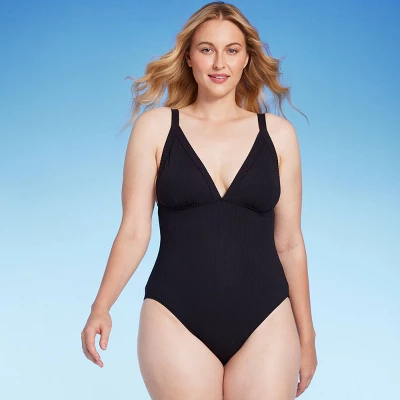 Women's Ribbed Triangle One Piece Swimsuit - Shade & Shore™ - Image 2