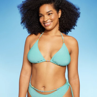 Women's Beaded Strap Triangle Bikini Top - Wild Fable⢠- Image 3