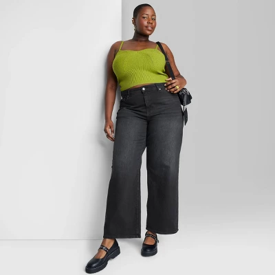 Women's Super-High Rise Wide Leg Baggy Jeans - Wild Fable⢠Black Wash - Image 4